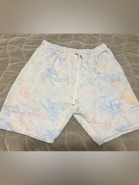 Camp High Collective Men's Marble-Print Drawstring Sweatshorts in Pastel